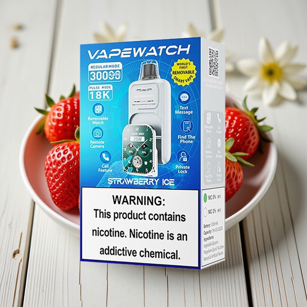 JNR VapeWatch 30000 Puffs Çilek Buz – 30000 Puff 1000mAh 19mL 5 Nikotin