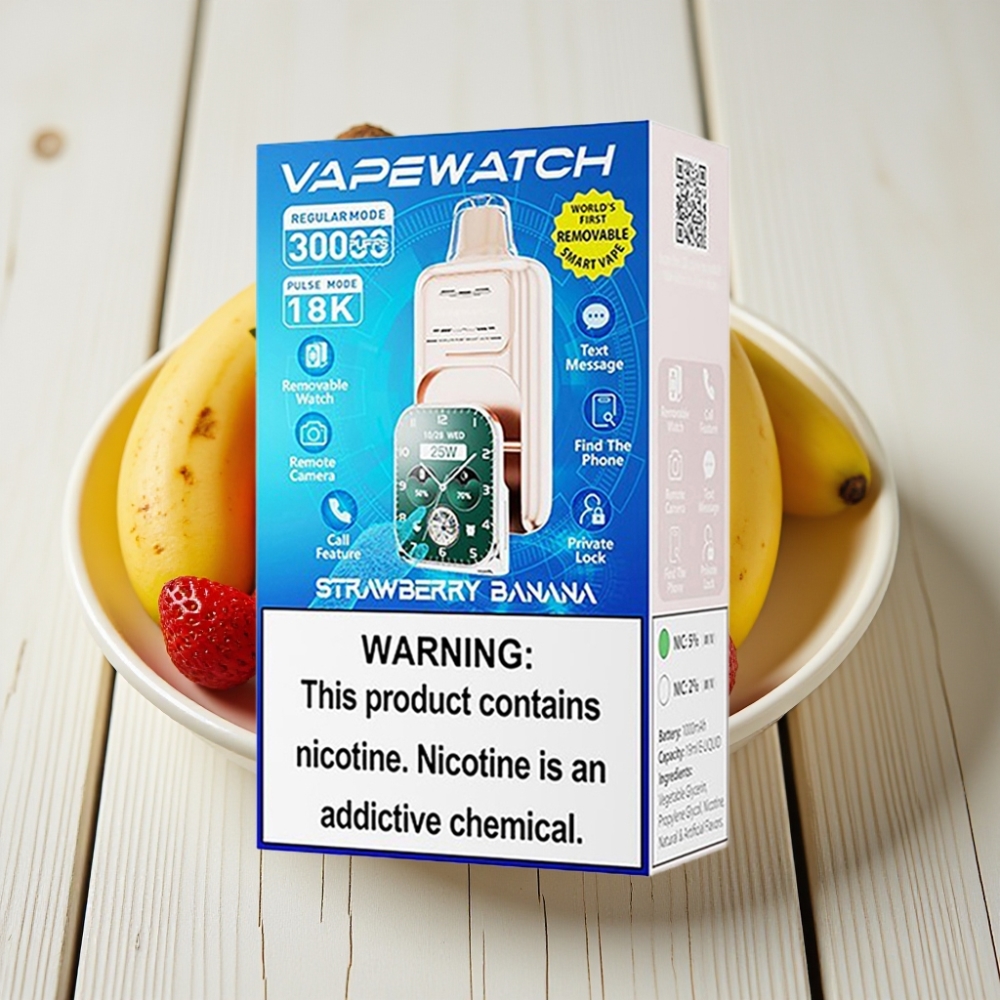 JNR VapeWatch 30000 Puffs Çilek Muz – 1000mAh 19mL 5 Nikotin Tip-C Şarj