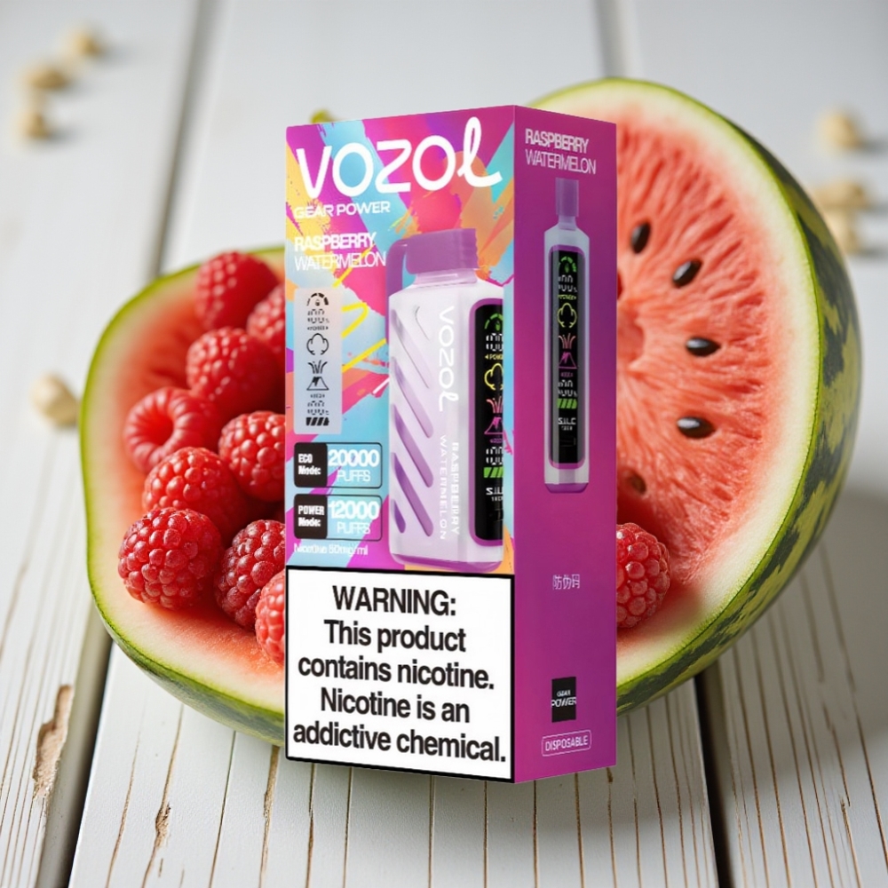 VOZOL Gear Power 20000 Puffs Ahududu Karpuz – 20mL 5 Nikotin Çift Mesh Coil