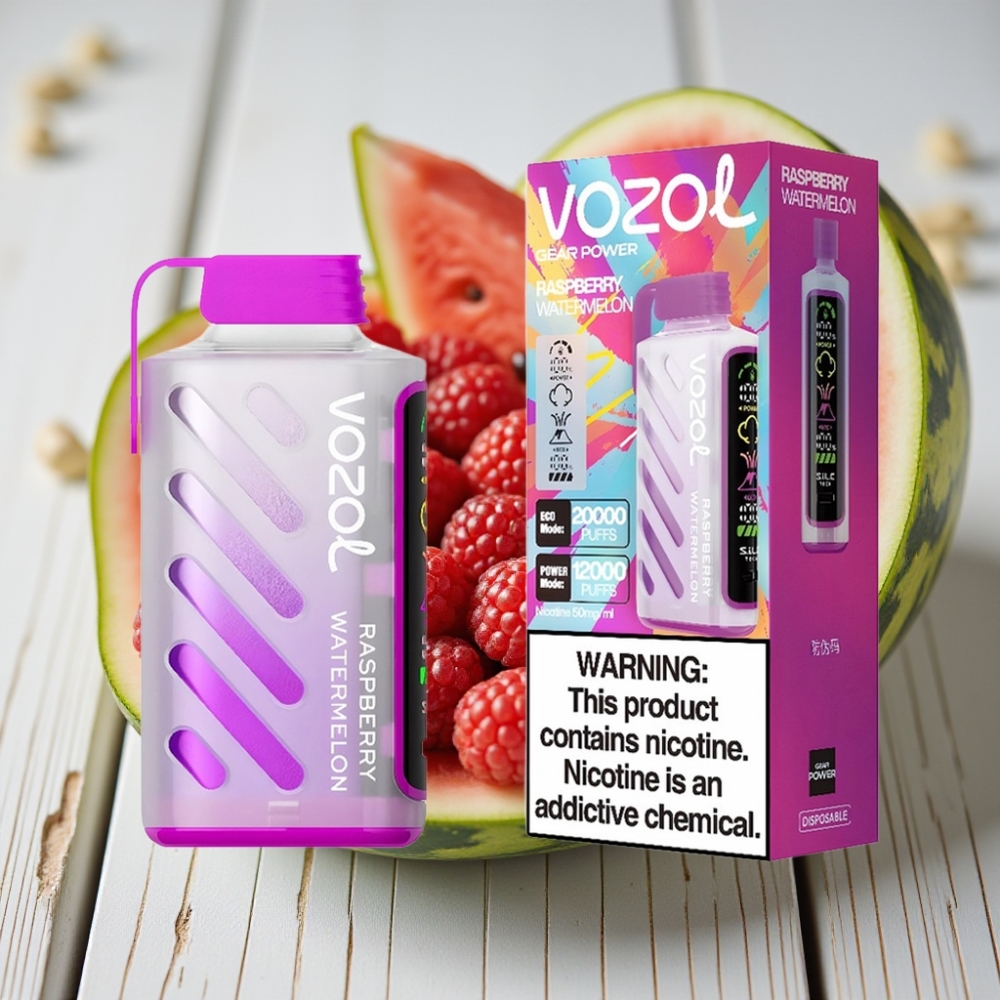 VOZOL Gear Power 20000 Puffs Ahududu Karpuz – 20mL 5 Nikotin Çift Mesh Coil