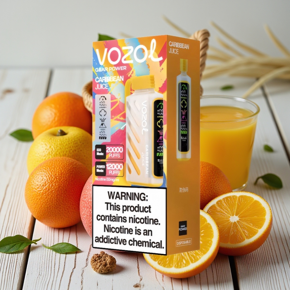 VOZOL Gear Power 20000 Puffs Karayip Suyu 20mL 5 Nikotin Dual Mesh Coil Full Ekran