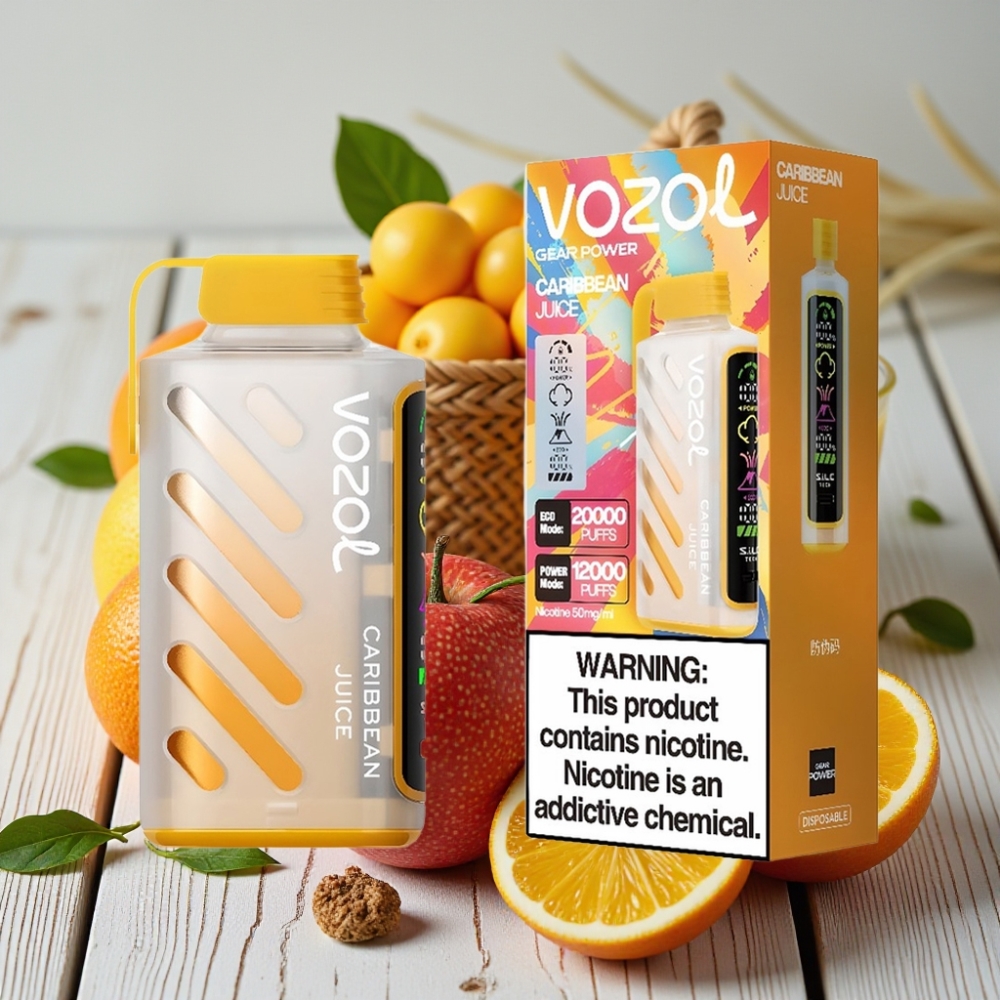VOZOL Gear Power 20000 Puffs Karayip Suyu 20mL 5 Nikotin Dual Mesh Coil Full Ekran