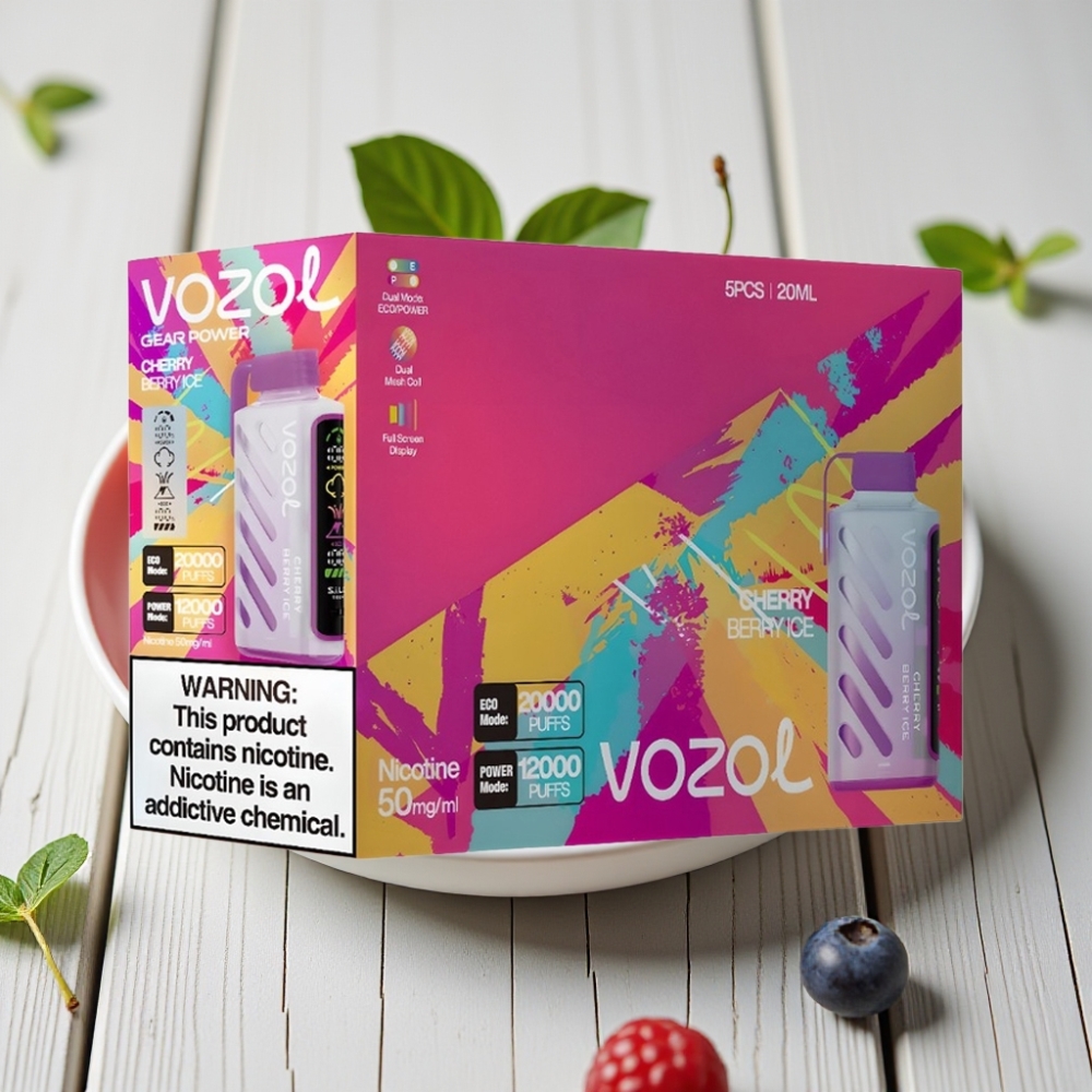 VOZOL Gear Power 20000 Puffs Kiraz Meyve Buz - 20mL 5 Nikotin Dual Mesh Coil