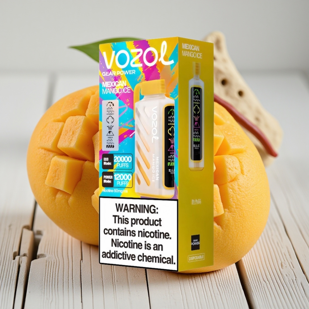 VOZOL Gear Power 20000 Puffs Meksika Mango Buz – 20mL 5 Nikotin Dual Mesh Coil