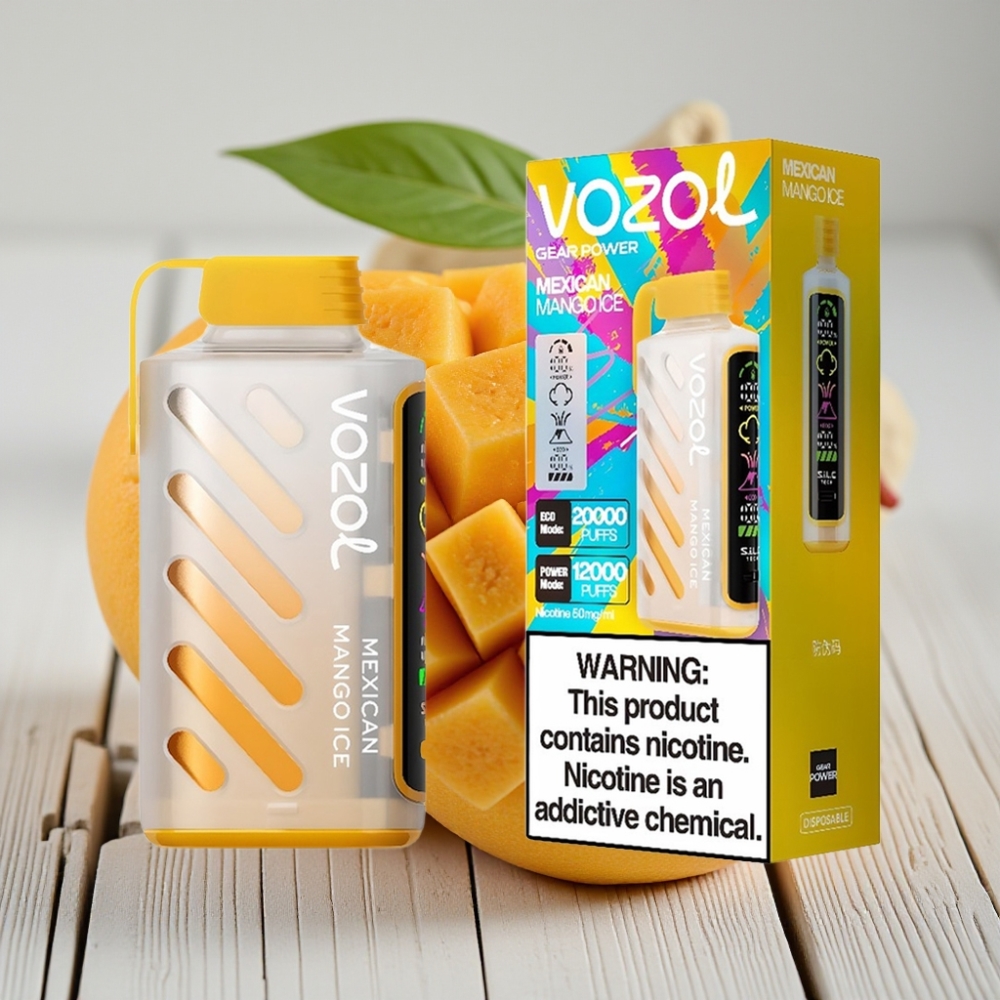 VOZOL Gear Power 20000 Puffs Meksika Mango Buz – 20mL 5 Nikotin Dual Mesh Coil