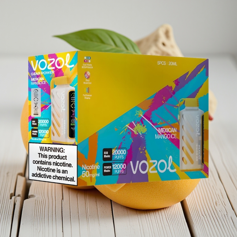 VOZOL Gear Power 20000 Puffs Meksika Mango Buz – 20mL 5 Nikotin Dual Mesh Coil