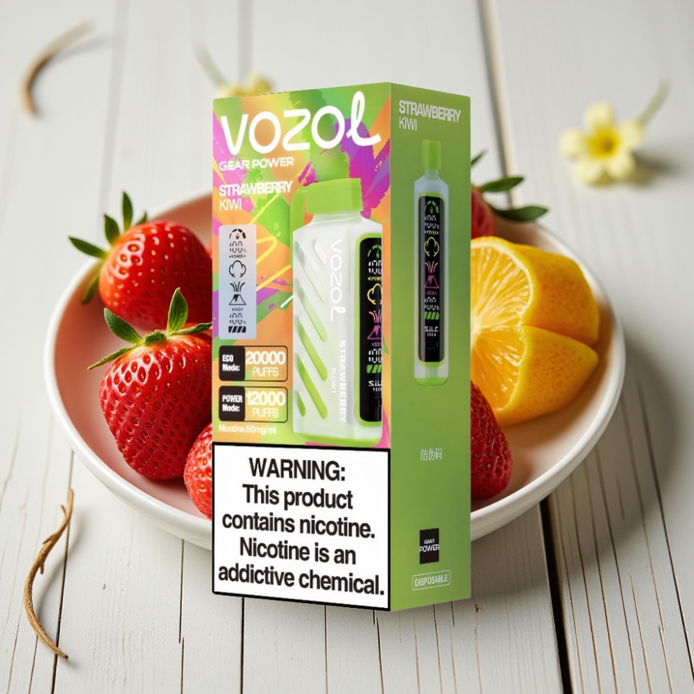 VOZOL Gear Power 20000 Puffs Çilek Kivi - 20mL 5 Nikotin Dual Mesh Coil