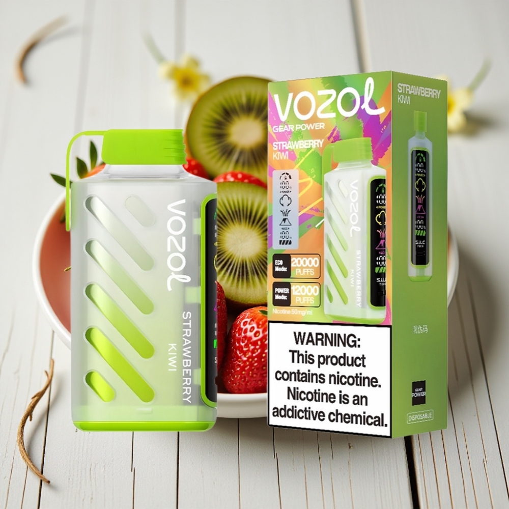 VOZOL Gear Power 20000 Puffs Çilek Kivi - 20mL 5 Nikotin Dual Mesh Coil