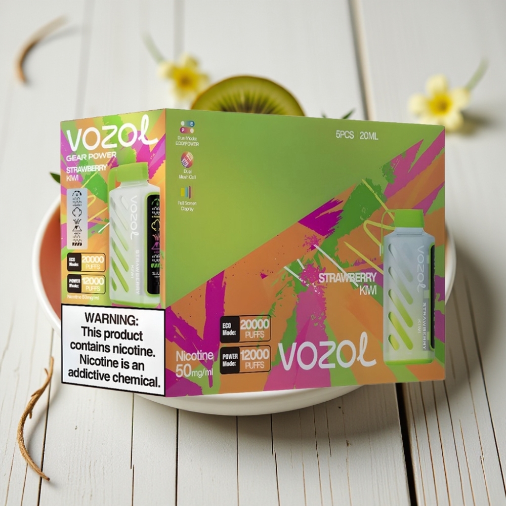 VOZOL Gear Power 20000 Puffs Çilek Kivi - 20mL 5 Nikotin Dual Mesh Coil