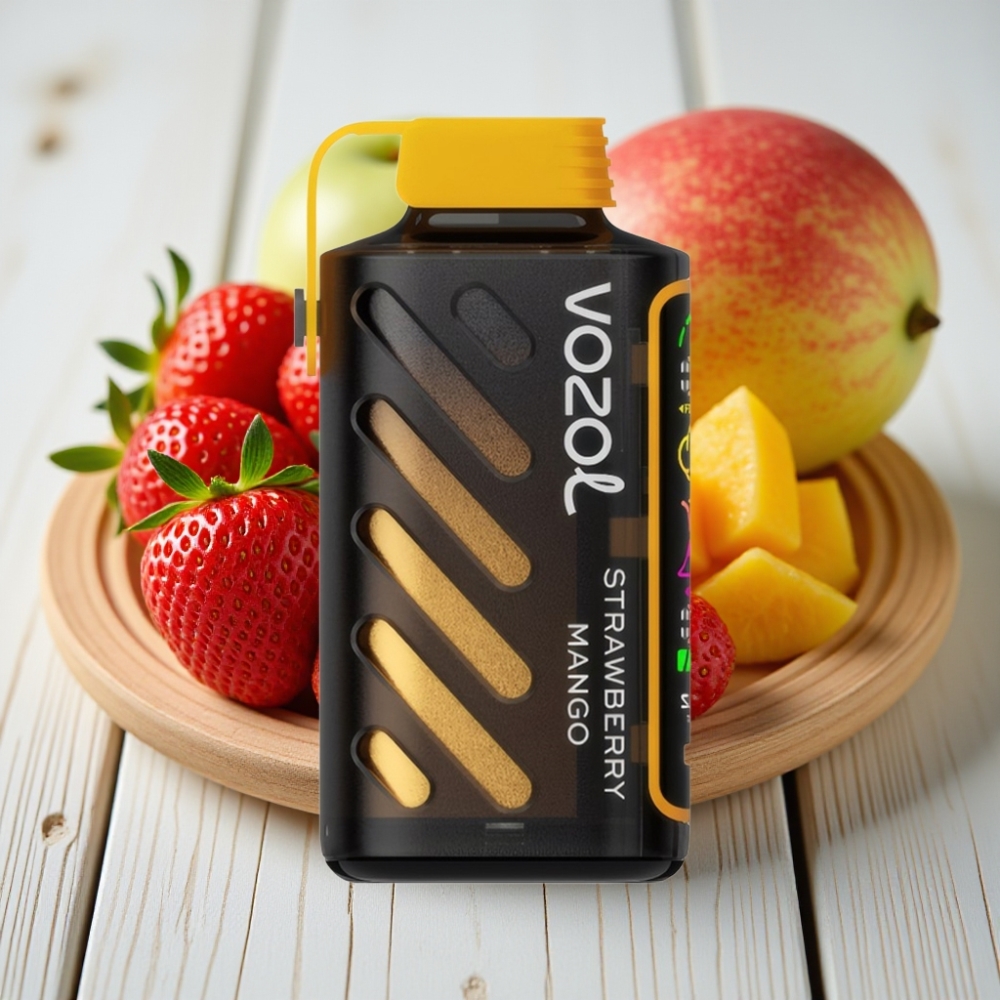 VOZOL Gear Power 20000 Puffs Çilek Mango 20mL 50mg SiLC Tech Dual Mesh Coil