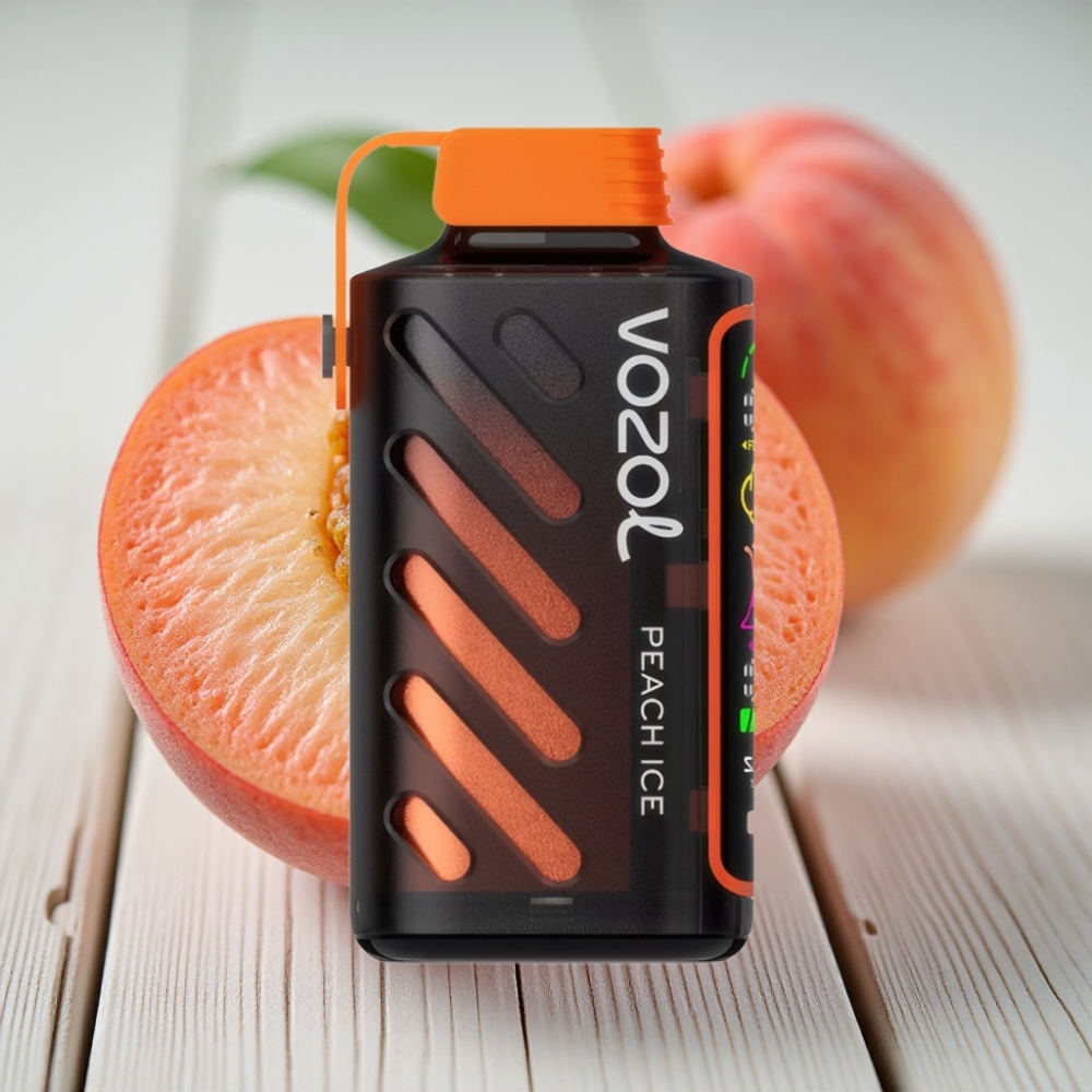 VOZOL Gear Power 20000 Puffs Şeftali Buz 20mL 5 Nikotin Dual Mesh Coil Full Ekran