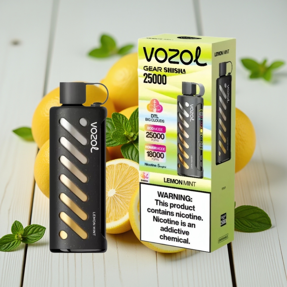 VOZOL Gear Shisha 25000 Puff Limon Nane – 1000mAh 5mg/ml Dual Mesh