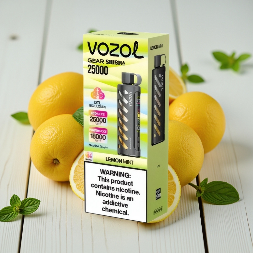 VOZOL Gear Shisha 25000 Puff Limon Nane – 1000mAh 5mg/ml Dual Mesh