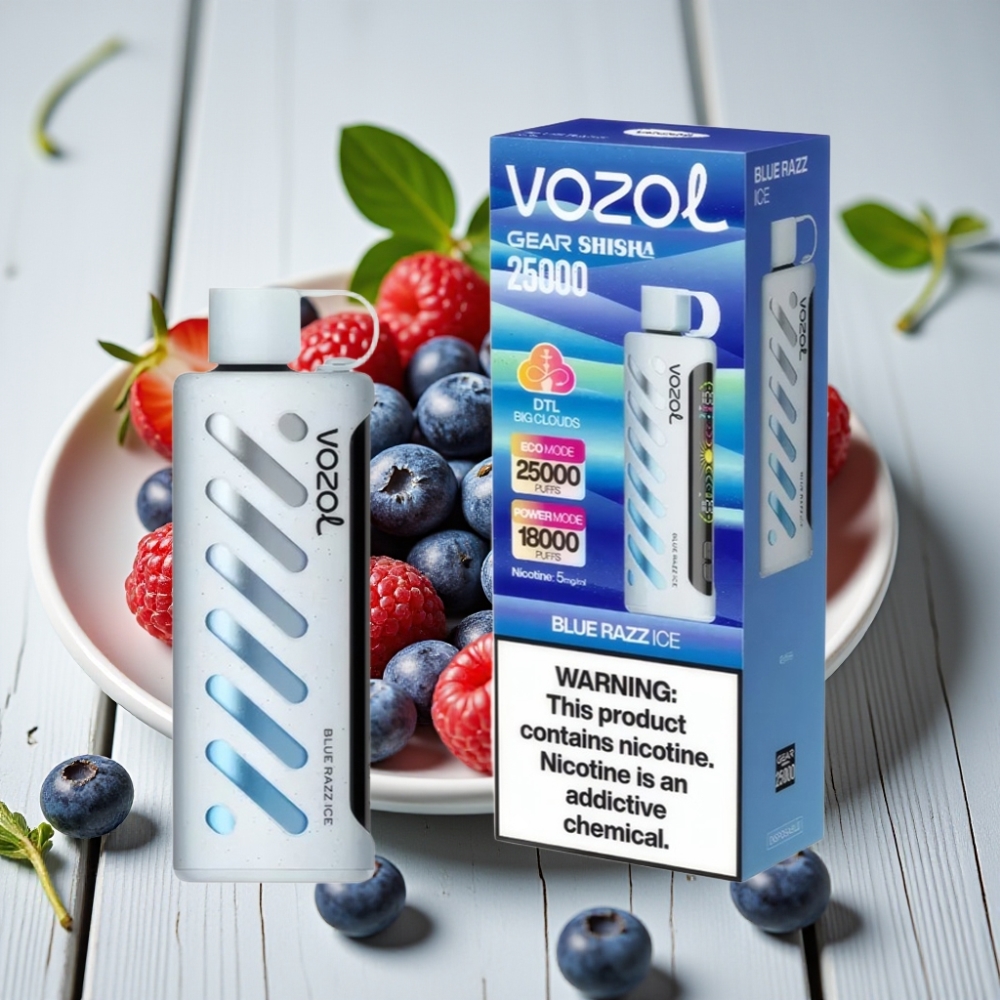 VOZOL Gear Shisha 25000 Puffs Blue Ahududu Buz Aromalı 1000mAh 5mg/ml