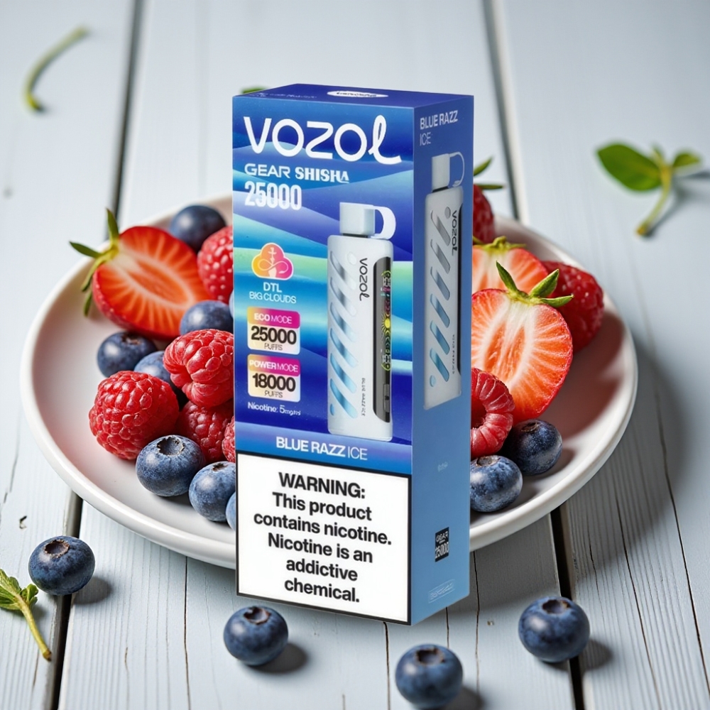 VOZOL Gear Shisha 25000 Puffs Blue Ahududu Buz Aromalı 1000mAh 5mg/ml