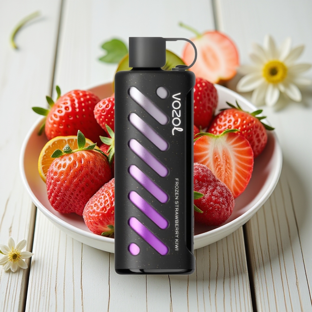 VOZOL Gear Shisha 25000 Puffs Dondurulmuş Çilek Kivi - 1000mAh 5mg/ml Çift Mesh