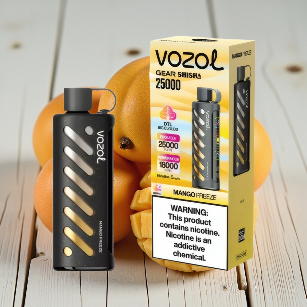 VOZOL Gear Shisha 25000 Puffs Tek Kullanımlık Vape Dondurmalı Mango - 1000mAh 5mg/ml Dual Mesh