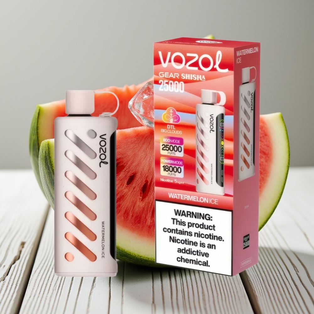 VOZOL Gear Shisha 25000 Puffs Tek Kullanımlık Vape Karpuz Buz - 1000mAh 5mg/ml Dual Mesh