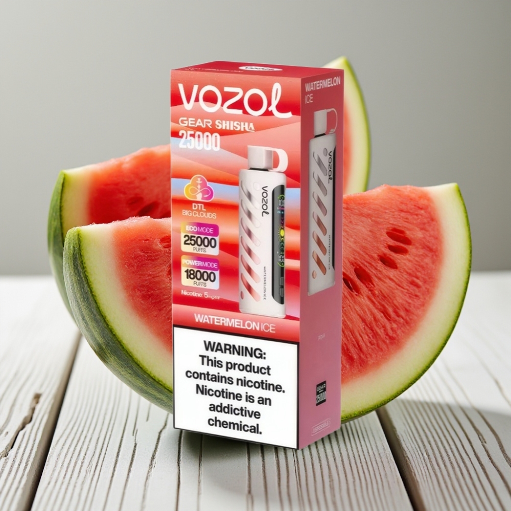 VOZOL Gear Shisha 25000 Puffs Tek Kullanımlık Vape Karpuz Buz - 1000mAh 5mg/ml Dual Mesh