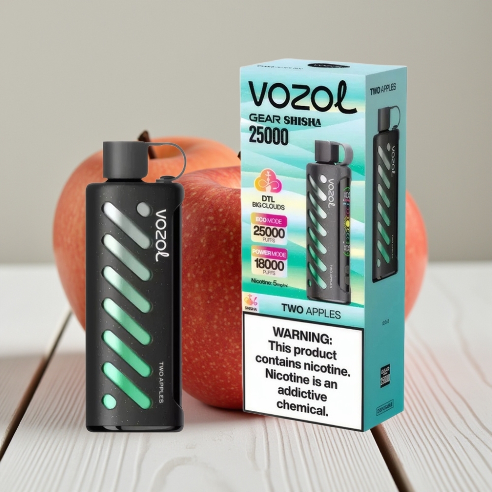 VOZOL Gear Shisha 25000 Puffs Çift Elma Aromalı Tek Kullanımlık Vape - 1000mAh 5mg/ml Dual Mesh
