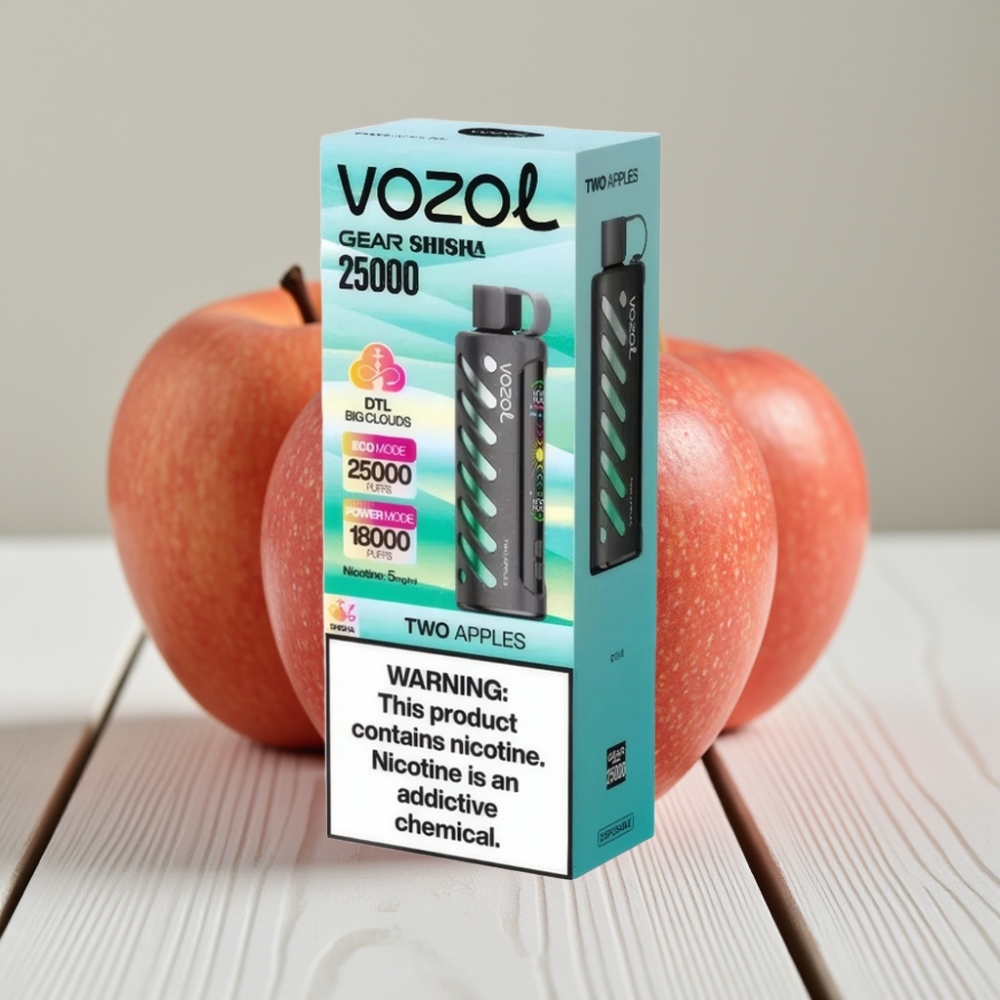 VOZOL Gear Shisha 25000 Puffs Çift Elma Aromalı Tek Kullanımlık Vape - 1000mAh 5mg/ml Dual Mesh