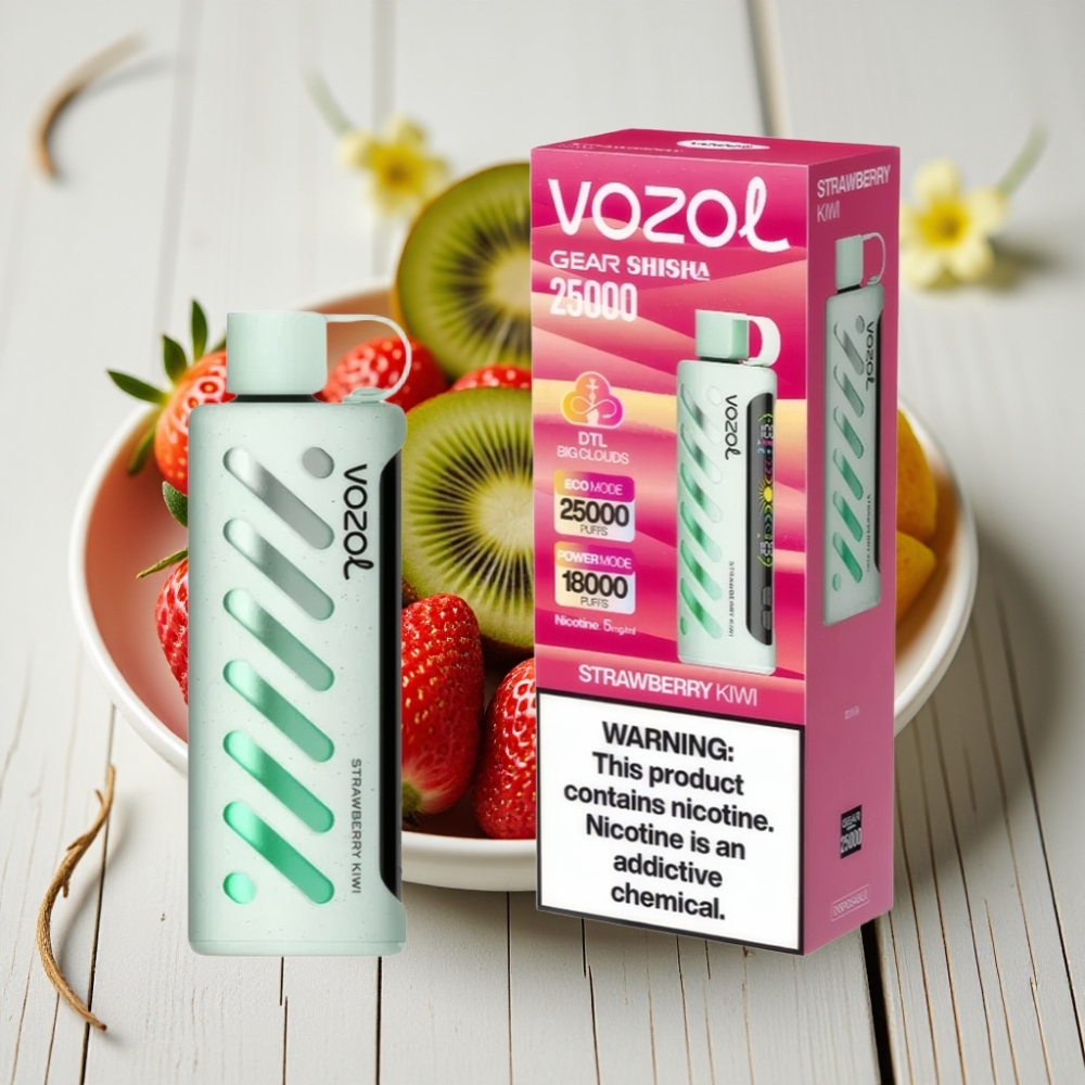 VOZOL Gear Shisha 25000 Puffs Çilek Kivi 1000mAh 5mg/ml Dual Mesh