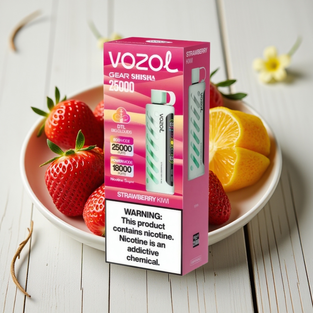 VOZOL Gear Shisha 25000 Puffs Çilek Kivi 1000mAh 5mg/ml Dual Mesh