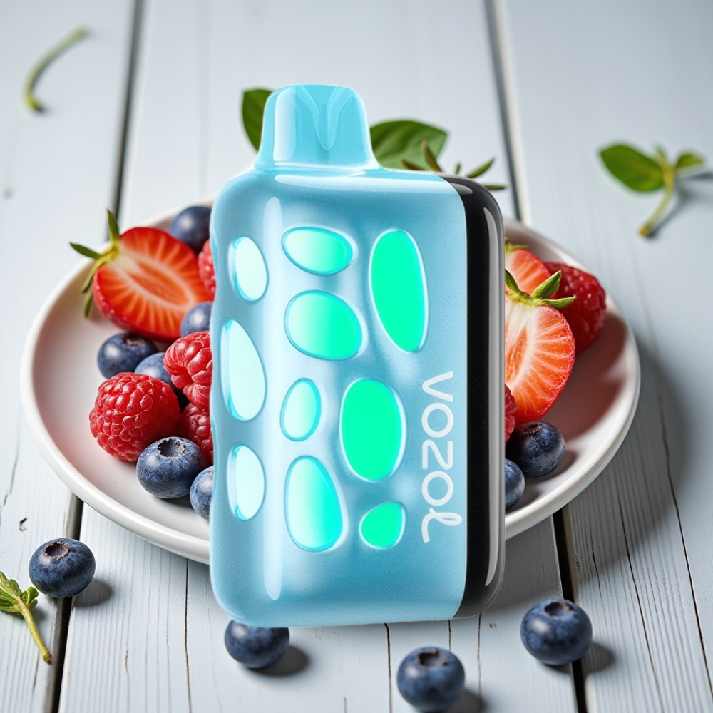 VOZOL RAVE 40000 Kullan-At Vape Mavi Ahududu Buz – 270° Parlak Işık 20/50mg/ml 1000mAh