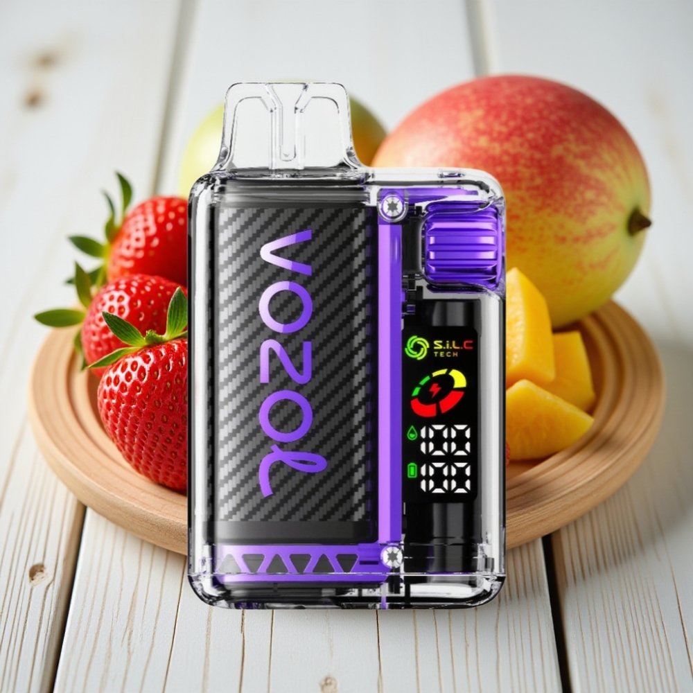 VOZOL Vista 20000 Puffs Şarj Edilebilir Çilek Mango – 650mAh OLED Ekran 6 Seviye Watt Ayarı
