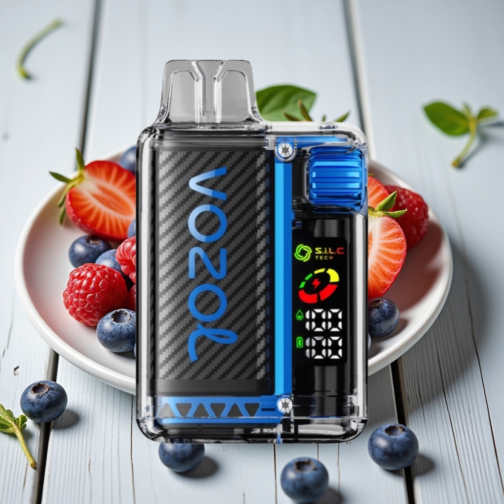 VOZOL Vista 20000 Puffs Şarj Edilebilir Şişe - Mavi Ahududu Buz 650mAh 2 Nikotin OLED Ekran