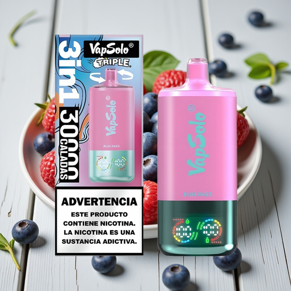 VapSolo Triple 30000 Puffs Blue Razz – 40ml 3 Tank Type-C