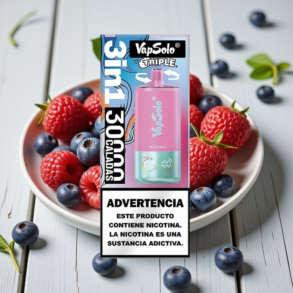VapSolo Triple 30000 Puffs Blue Razz – 40ml 3 Tank Type-C