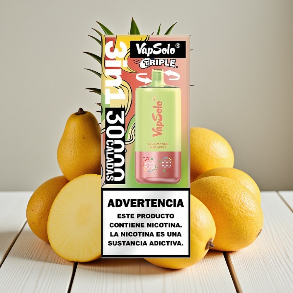 VapSolo Triple 30000 Puffs Ekşi Mango Ananas – 40ml 3 Tank Type-C