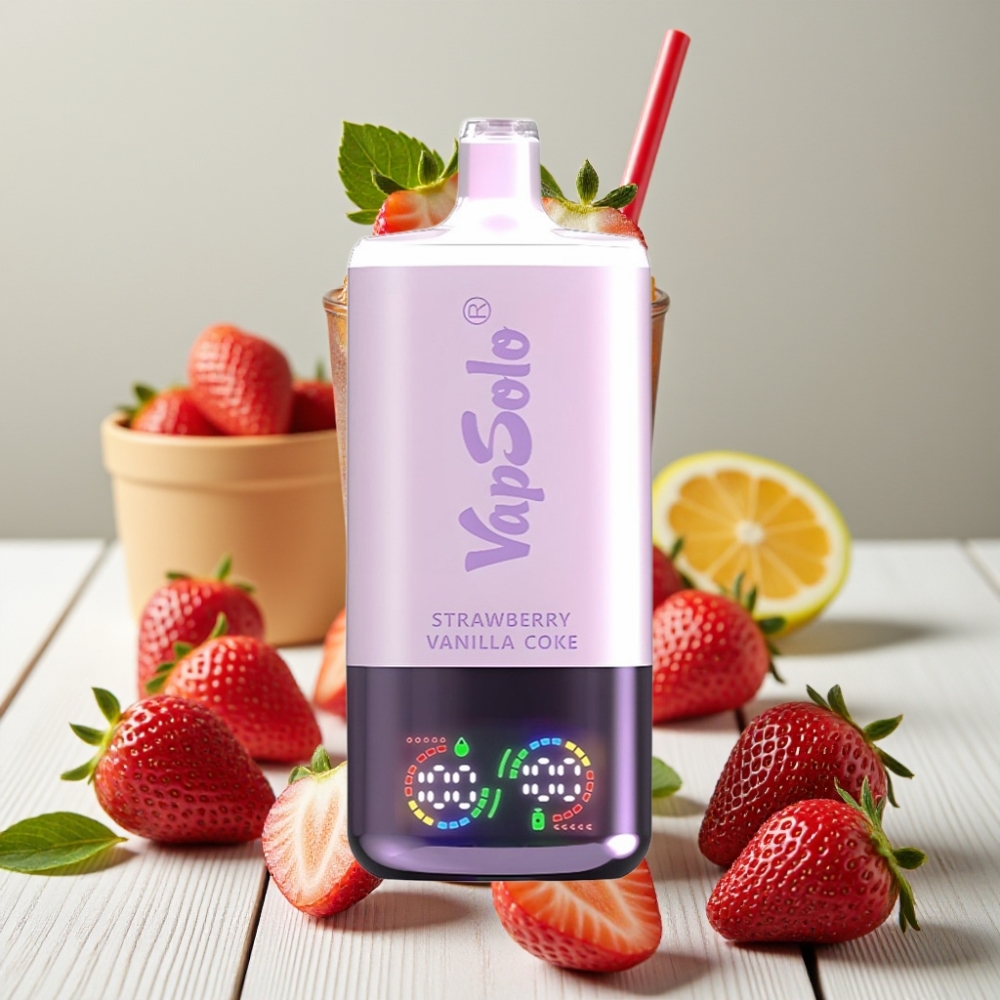 VapSolo Triple 30000 Puffs Çilek Vanilya Kola - 40ml 3 Tank Type-C