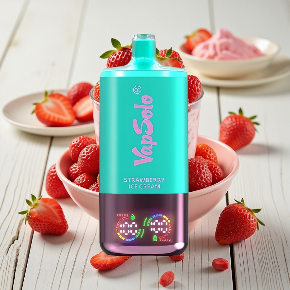 VapSolo Triple 30000 Puffs Çilekli Dondurma Aromalı - 40ml 20mg/ml Type-C