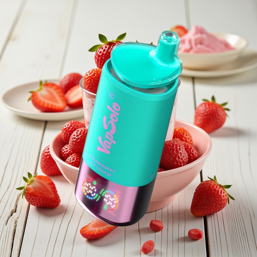 VapSolo Triple 30000 Puffs Çilekli Dondurma Aromalı - 40ml 20mg/ml Type-C