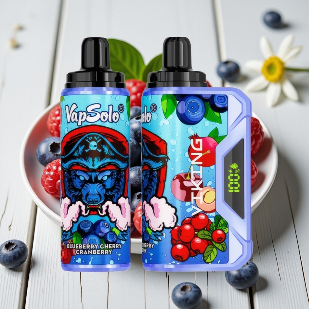 VapSolo VIKING 12000 Puff Kullan-At Vape Yaban Mersivi Kiraz Vişne – 22ml 50mg/ml Type-C