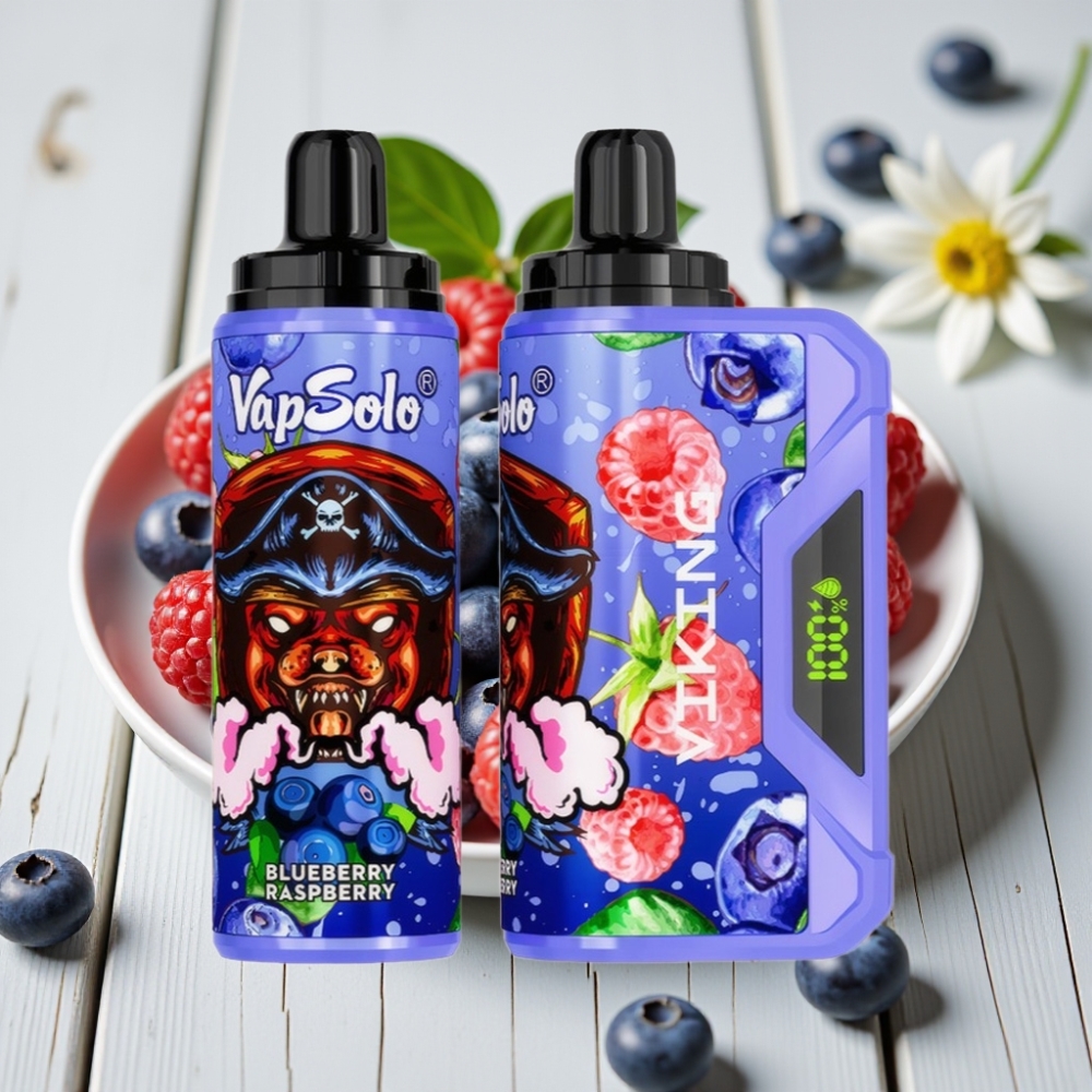 VapSolo VIKING 12000 Puffs Tek Kullanımlık Vape Böğürtlenli Ahududu 22ml 20/50 mg/ml Type-C