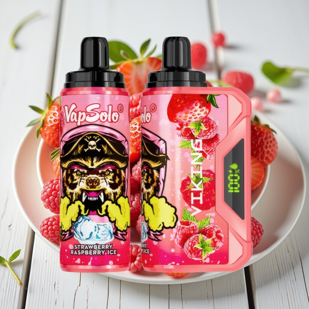 VapSolo VIKING 12000 Puffs Tek Kullanımlık Vape Çilek Ahududu Ice 22ml 20/50mg Type-C