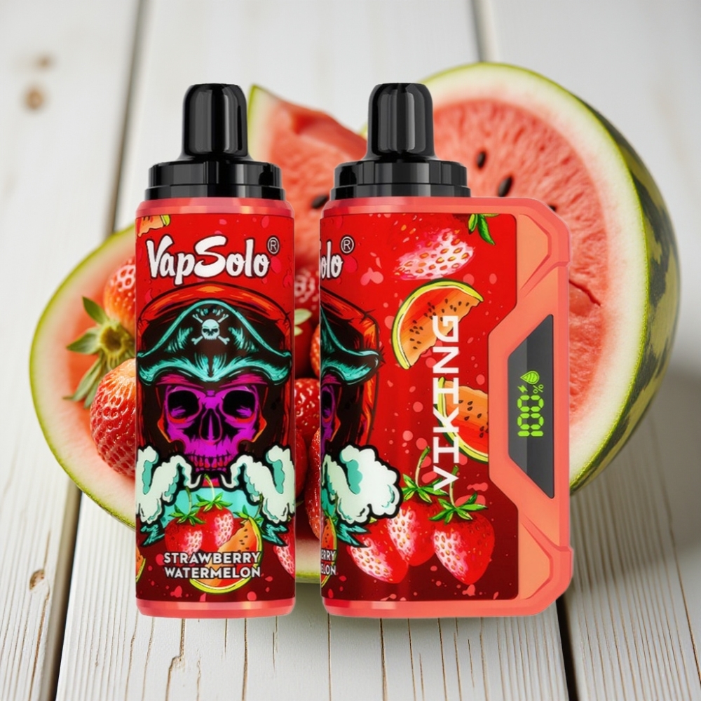 VapSolo VIKING 12000 Puffs Tek Kullanımlık Vape Çilek Karpuz – 22ml 20/50 mg/ml Type-C