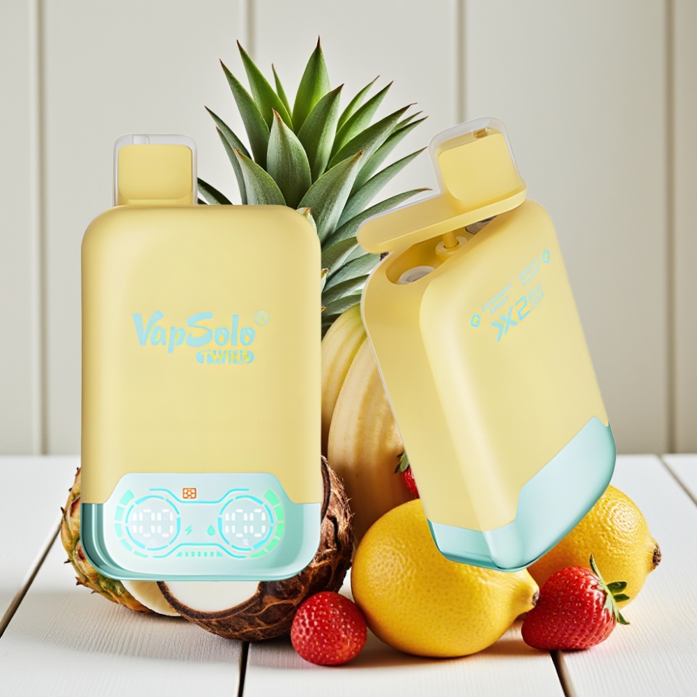 Vapsolo Twins 20000 Puffs Ananas Hindistan Cevizi  Çilek Muz 40ml 20/50mg