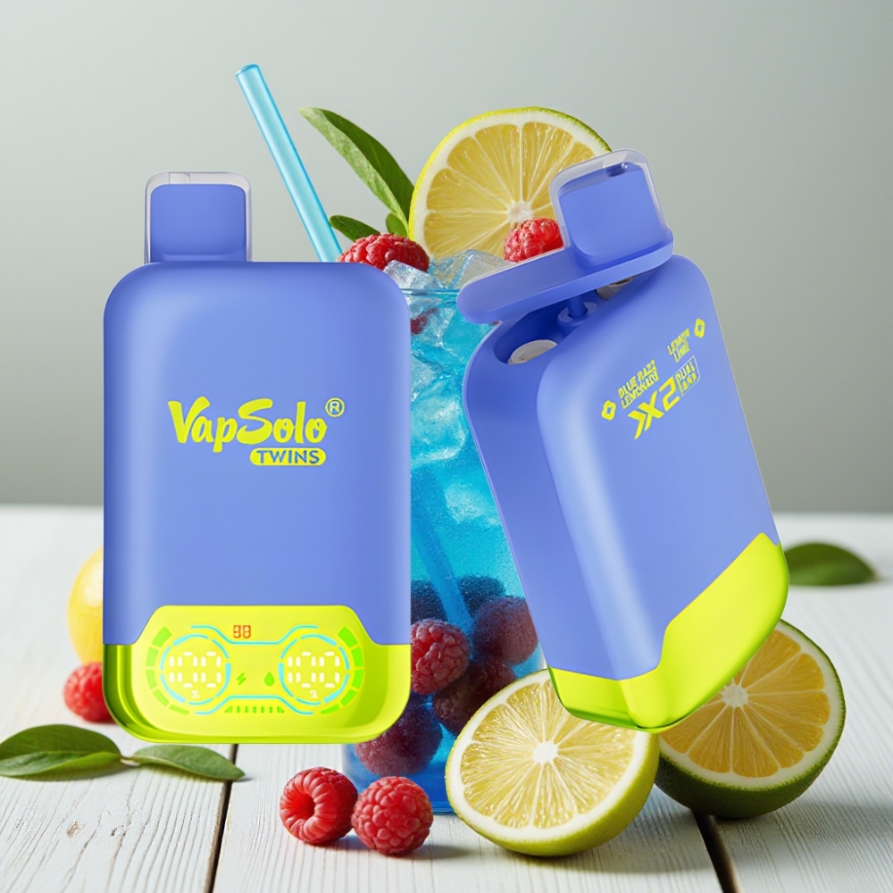 Vapsolo Twins 20000 Puffs Blue Ahududu Limonata  Limon Kireç – 40ml 20mg/50mg Type-C