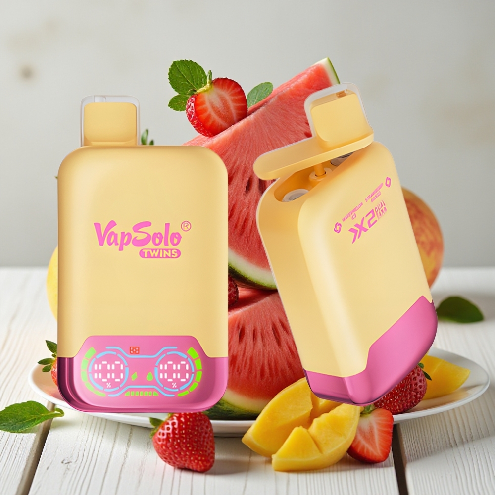 Vapsolo Twins 20000 Puffs Tek Kullanımlık Vape Karpuz Buz  Çilek Mango - 40ml 20mg/50mg Type-C