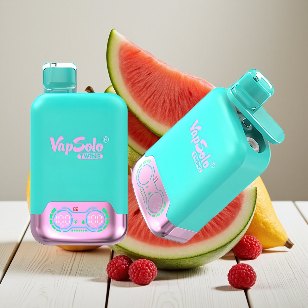 Vapsolo Twins 20000 Puffs Çift Kavun  Ahududu Karpuz – 40ml 20mg/50mg Type-C