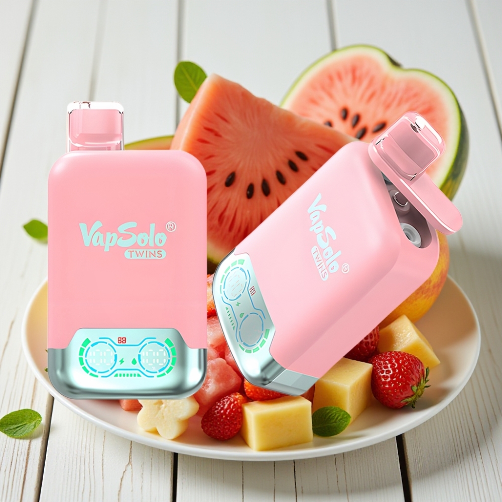 Vapsolo Twins 20000 Puffs Çilek Buz  Mango Şeftali Karpuz - 40ml 20mg/50mg Type-C