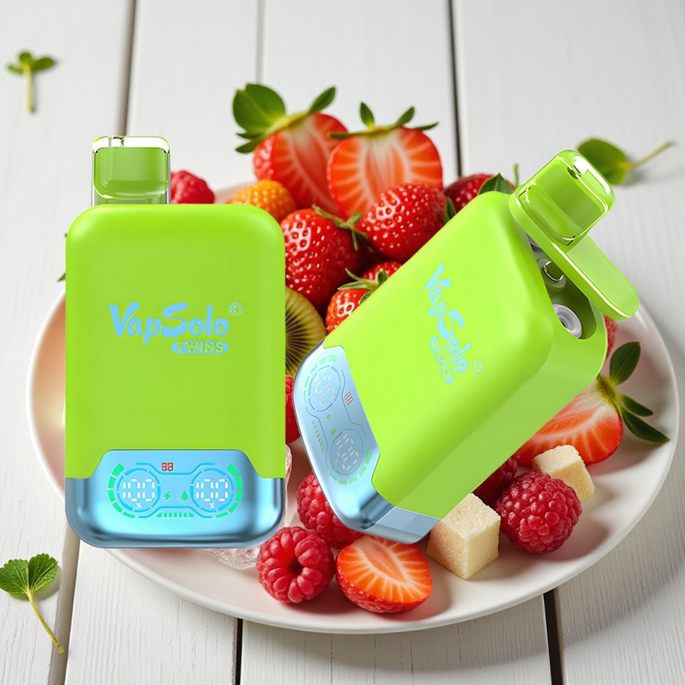 Vapsolo Twins 20000 Puffs Çilek Kivi  Çilek Ahududu Kiraz Buz – 40ml Type-C 20mg/50mg