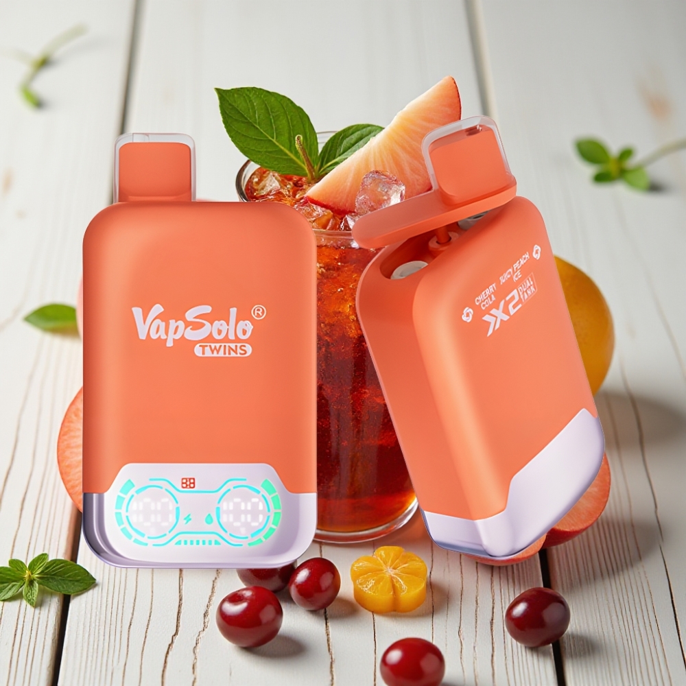 Vapsolo Twins 20000 Puffs Çilek Kola  Şeftali Buz - 40ml 20mg/ml Type-C