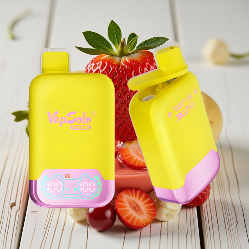 Vapsolo Twins 20000 Puffs Çilek Muz  Gazlı Kiraz 40ml 20mg/ml