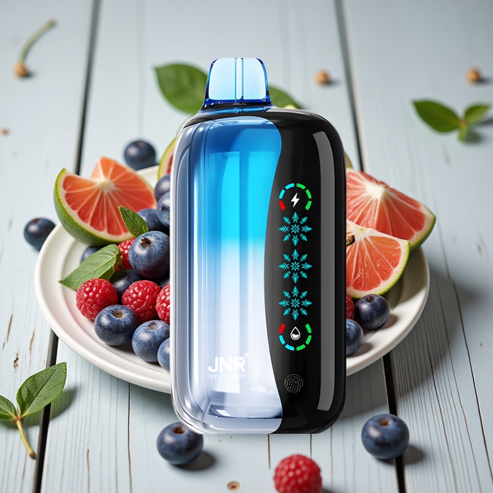 JNR Flex Ice 21000 Puffs Tek Kullanımlık Vape Mavi Kiraz Patlaması, 26ml, 1.2 Ohm Dual Mesh, Ice Adjustable