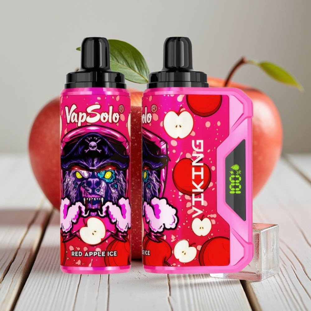 VapSolo VIKING 12000 Puffs Tek Kullanımlık Vape Kırmızı Elma Buz 22ml 50mg Type-C